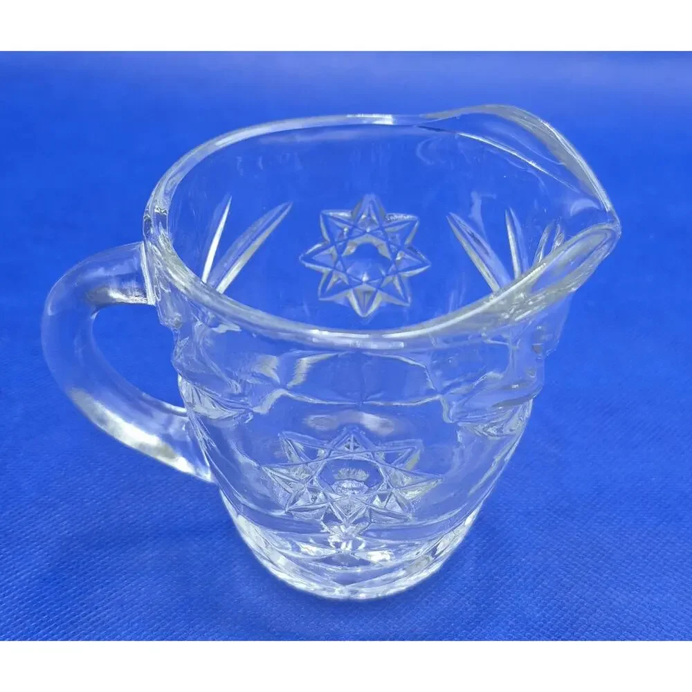 Vintage Anchor Hocking Star of David Clear Creamer Pitcher 4